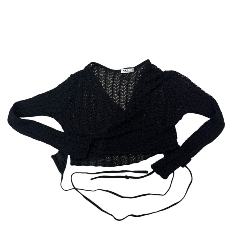 Black Knit Wrap Sweater
